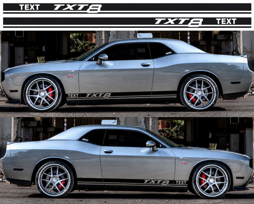TXT8 Coppia di Strisce Twin Rocker Adesivo in Vinile per Modanature Laterali Dodge Challenger 2009-2018