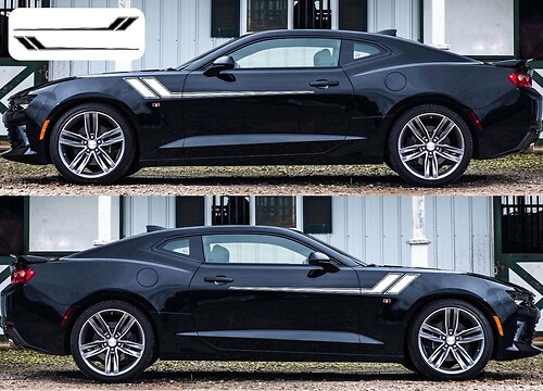 Dual Outline Stripe Pair Fiancata Adesivo in vinile per Chevrolet Camaro 2016-2018