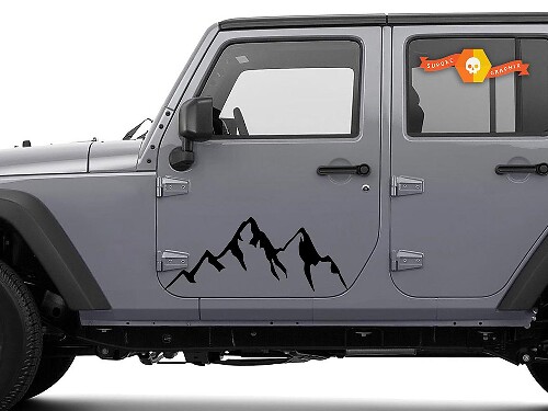 Adesivo in Vinile Mountains per Portiera Jeep Camper Camion Rimorchio