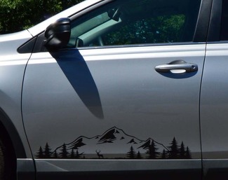 Decalcomanie per porte di montagne e foreste, adesivo artistico in vinile personalizzato per auto, camper, camper, rimorchio, scena della natura del nord-ovest del Pacifico del camion