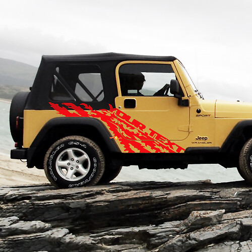 Adesivo vinil laterale con schizzi di fango e testo personalizzato per Jeep Wrangler 1999-2006