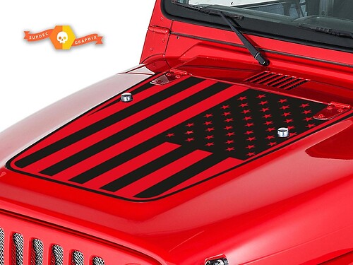 Adesivo in Vinile con Bandiera USA per Cofano Jeep Wrangler 1999-2006