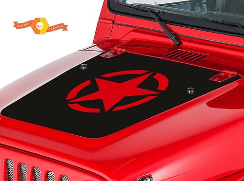 Adesivo in Vinile con Stemma Army Star per Cappotta Jeep Wrangler 1999-2006