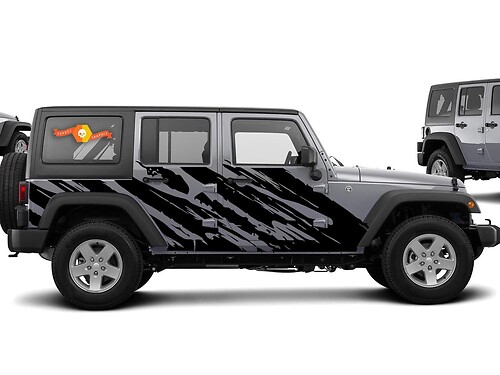 Adesivo Vinil Laterale Stile Distrutto per Jeep Wrangler 2007-2016