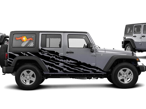 Adesivo in Vinile con Stile Strappato per Jeep Wrangler 2007-2016