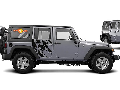 Kit Adesivi Laterali Scream Skull per Jeep Wrangler 4 Porte 2007-2016
