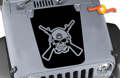 Adesivo in Vinile Cofano Teschio con Fucili Incrociati per Jeep Wrangler 2007-2016