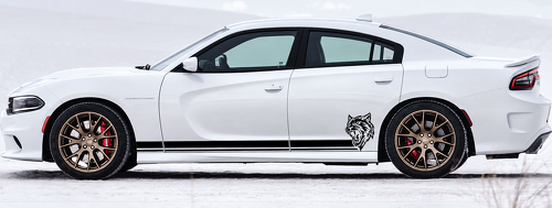 Custom Cat Head Twin Line Stripe Pair Minigonna Adesivo in vinile per Dodge Charger Hellcat 2011-2018