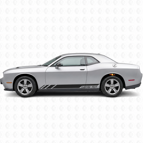 CUSTOM TEXT Triple Slant Rocker Stripe Pair Minigonna Adesivo in vinile per Dodge Challenger 2009-2018
