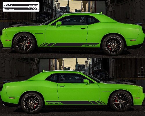 Adesivo in Vinile per Minigonne con Strisce Stile Hellcat per Dodge Challenger 2009-2018