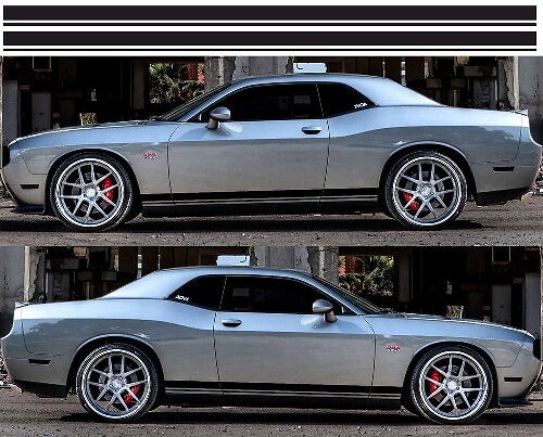 Kit Adesivi in Vinile con Stripe Laterale Stile Rally per Dodge Challenger 2009-2018