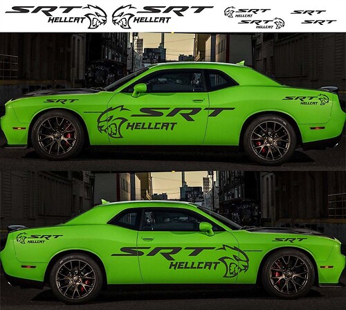 6X Dodge Challenger Hellcat SRT 2009-2018 Adesivo in vinile laterale con strisce
