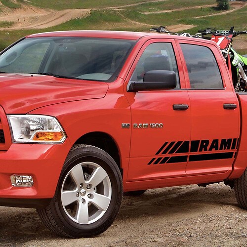 Dodge Ram Rebel mk4 2009-2017 1500 striscia grafica laterale Adesivo Decal stile 10
