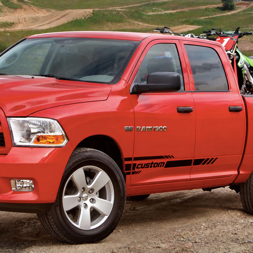 Set di strisce adesive in vinile personalizzate Twin Door per porte per Dodge Ram 1500 2009-2017