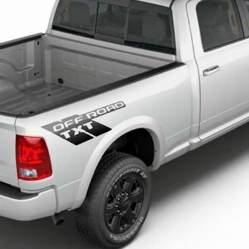 OFF ROAD TXT Coppia di adesivi in vinile Twin Slash per fiancate RAM 1500 4ª Gen (DS) Rebel 2008-2024