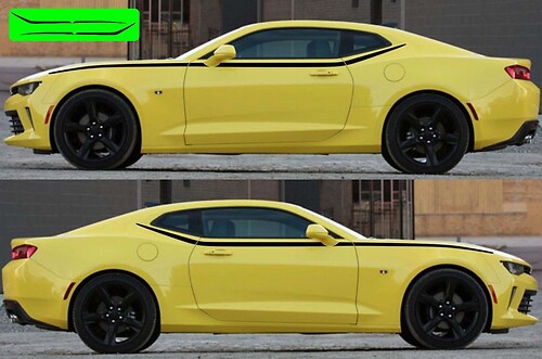 Upper Outline Spear Stripe Pair Fiancata Adesivo in vinile per Chevrolet Camaro 2016-2018