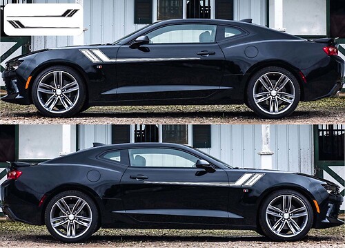 Adesivo Vinile Laterale con Strisce Stile Hockey Brandizzato per Chevrolet Camaro 2016-2018