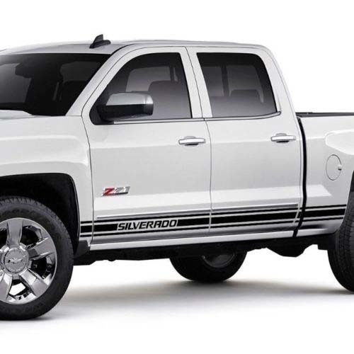 Grafica a strisce laterali Chevrolet Silverado mk3 Adesivo Decalcomania pannello porta Adesivo Decalcomania in vinile nero
