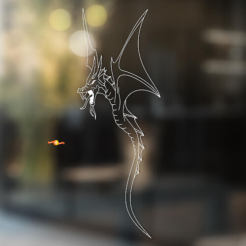 Adesivo in Vinile Universale con Contorno Silhouette Drago Volante