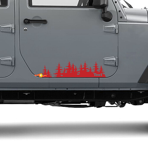 Jeep Tree forest fustellato Adesivo per porta in vinile PNW alberi di pino Woods Silhouette grafica carrozzeria del camion
