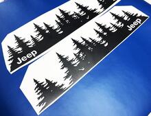 Jeep Tree forest fustellato Adesivo per porta in vinile PNW alberi di pino Woods Silhouette grafica carrozzeria del camion 2