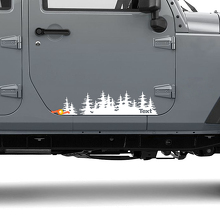 Jeep Tree forest fustellato Adesivo per porta in vinile PNW alberi di pino Woods Silhouette grafica carrozzeria del camion 2