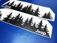 Jeep Tree forest fustellato Adesivo per porta in vinile PNW alberi di pino Woods Silhouette grafica carrozzeria del camion 3