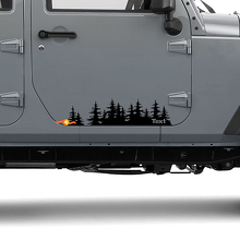 Jeep Tree forest fustellato Adesivo per porta in vinile PNW alberi di pino Woods Silhouette grafica carrozzeria del camion 3