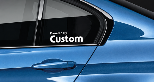 Powered By Custom 6x2.1 Inch Lettering Pair — Adesivo in vinile (finestrino laterale) per Dodge Ram 1500
