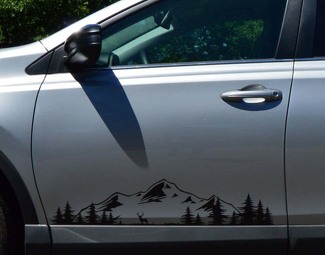 Decalcomanie porta montagne e foreste, adesivo personalizzato in vinile per auto, camper, camper, rimorchio, camion Pacifico nord-ovest scena della natura