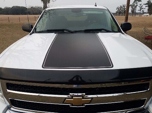Adesivo in vinile a striscia contorno cofano per Chevrolet Silverado 2007-2013