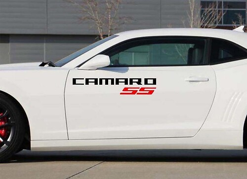 2X Chevrolet Camaro SS Vinile Porte loghi Adesivo Decalcomanie Grafica 2011-2018
