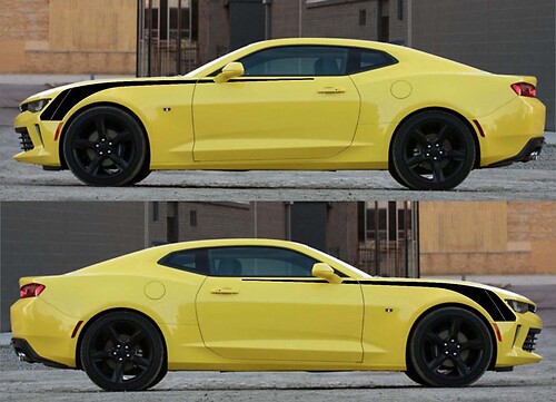 Front Hockey Stripe Pair Fiancata Parafango anteriore Adesivo in vinile per Chevrolet Camaro 2016-2018