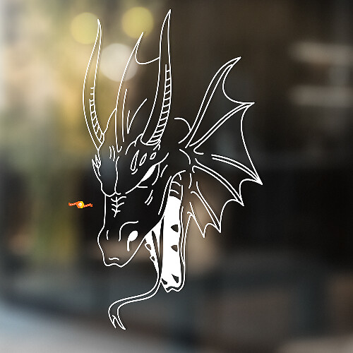 Adesivo Universale in Vinile con Disegno Contorno Testa di Drago