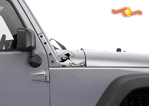 Set di adesivi in vinile a onde oceaniche per cofano laterale per Jeep Wrangler JK