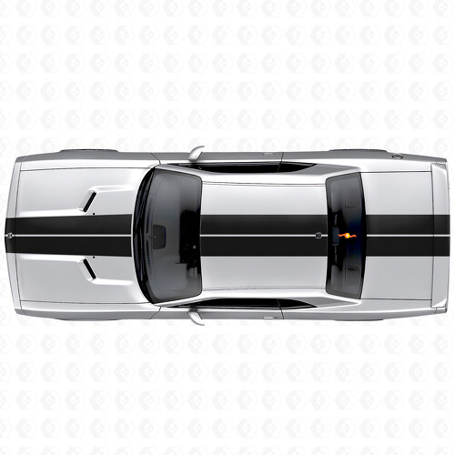 Adesivo Vinilico con Doppie Strisce da Gara Cofano Tetto Bagagliaio per Dodge Challenger 2008-2014
