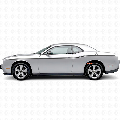 Adesivo in vinile laterale con strisce a doppia larghezza variabile per Dodge Challenger