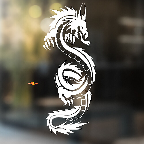 Adesivo Universale in Vinile Drago Fiammeggiante Serpentino