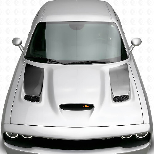 Kit di adesivi in vinile per inserto presa d'aria cofano con striscia blackout per Dodge Challenger 2015+