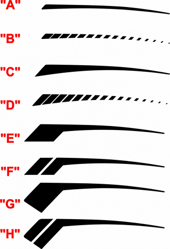 Tapered Strobe Accent Stripe Pair Parafango posteriore Adesivo in vinile per Chevrolet Camaro 2016-2024