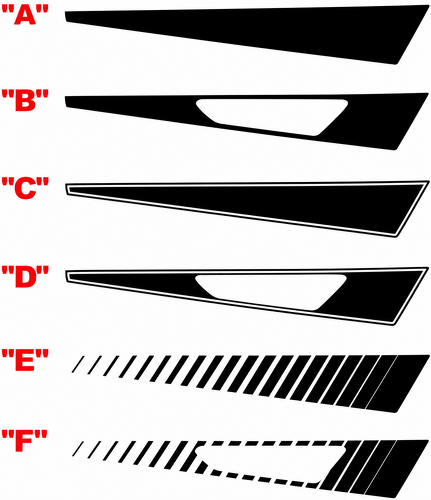 Vent Cutout Spear Stripe Pair Cofano Adesivo in vinile per Chevrolet Camaro 2016-2024