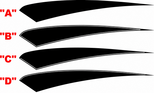 Upper Quarter Tapered Accent Stripe Pair Parafango posteriore Adesivo in vinile per Chevrolet Camaro 2010-2015