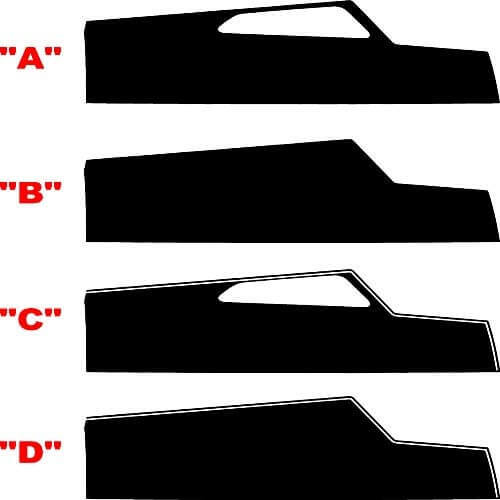 T Shape Vent Cutout Panel Pair Cofano Adesivo in vinile per Chevrolet Camaro 2016-2024