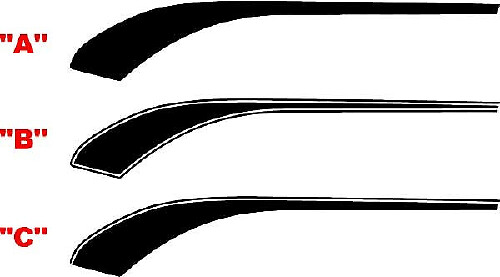 Strisce di accento hockey sul parafango anteriore della Chevrolet Camaro 2016 e successive
