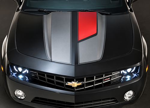 45th Anniversary Style Asymmetric Rally Stripe Kit — Adesivo in vinile (cofano, baule) per Chevrolet Camaro 2010-2024