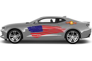Coppia di kit strisce bandiera americana USA universale per molti veicoli 2 colori adesivi per decalcomanie in vinile