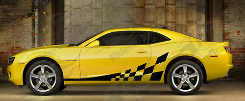 2010-2015 Camaro Side Accent Checker Flag Stripe Kit adesivi per decalcomanie in vinile
