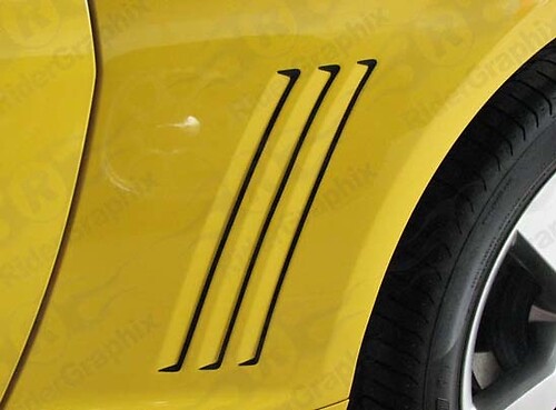 2010 - 2015 Chevrolet Camaro Pannello laterale posteriore Accenti di ventilazione oscuranti Adesivi Decalcomanie Stile II
