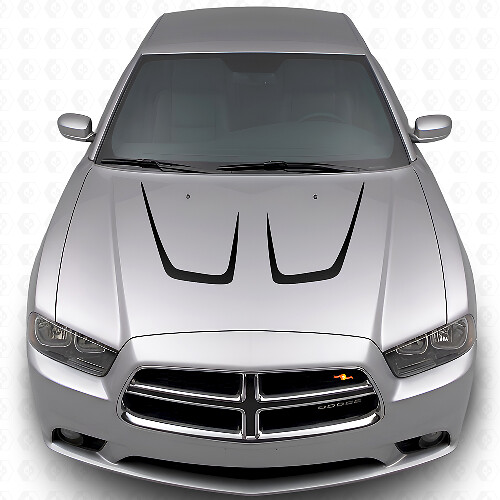 Kit adesivo in vinile con doppia striscia curva per cofano per Dodge Charger 2011-2014