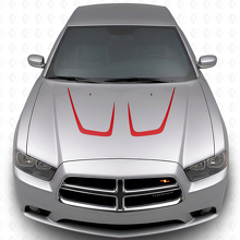 Kit adesivo in vinile con doppia striscia curva per cofano per Dodge Charger 2011-2014_3
